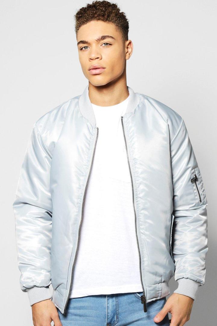 Boohoo Pastel Padded Ma1 Bomber Silver
