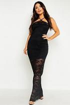 Boohoo Lace High Neck Off Shoulder Maxi Dress