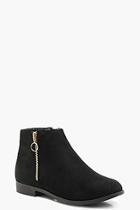 Boohoo Suedette O Ring Zip Chelsea Ankle Boots