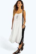 Boohoo Karen Woven Crochet Hem Midi Dress