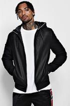 Boohoo Hooded Faux Leather Bomber