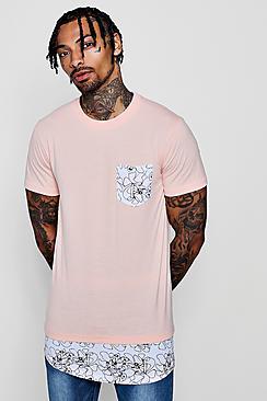Boohoo Longline Geo Pocket T-shirt