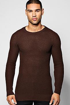 Boohoo Waffle Stitch Textured Crew Neck Jumper