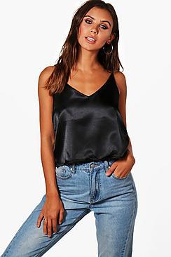 Boohoo Petite Pamela Satin Deep V Cami