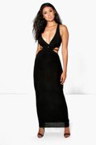 Boohoo Lilly Slinky Plaited Detail Maxi Dress Black