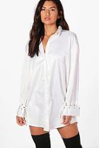 Boohoo Freya Wrap Front Lace Up Cuff Shirt Dress