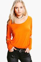 Boohoo Isabelle Oversized Cut Out Elbow Top Orange