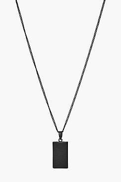 Boohoo Matte Black Rectangle Charm Necklace