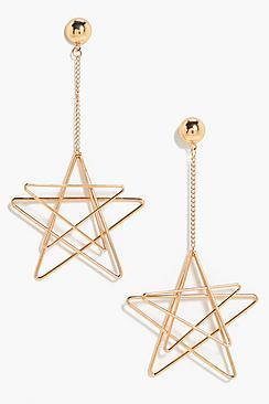 Boohoo Yasmin Stud Star Double Drop Earrings