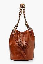 Boohoo Chunky Resin Handle Croc Duffle Cross Body
