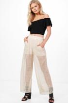 Boohoo Emma Sheer Lace Trousers Beige