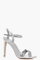 Boohoo Lena Metallic Trim Two Part Heels Silver