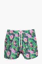 Boohoo Hibiscus Print Swim Shorts