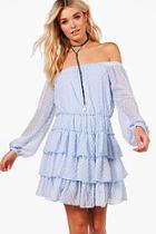 Boohoo Chrissy Dobby Chiffon Skater Dress