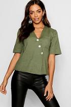 Boohoo Short Sleeve Button Up Blouse