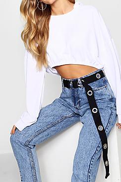 Boohoo Ellie Eyelet O Ring Longline Canvas Belt