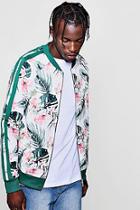 Boohoo Botanical Print Taped Bomber Jacket