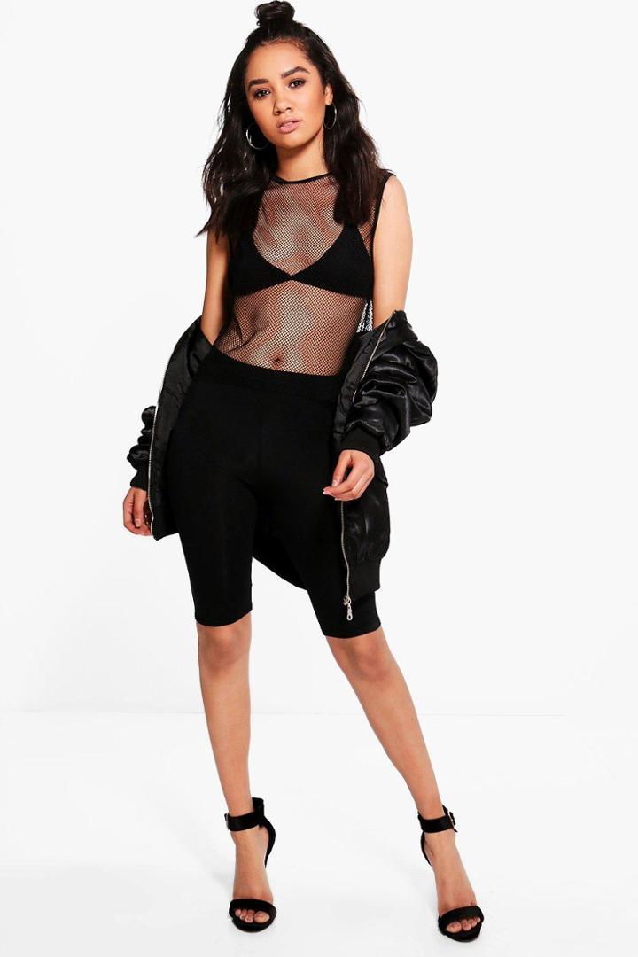 Boohoo Petite Dana Cut Off Legging Black