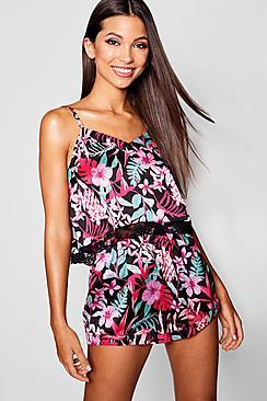 Boohoo Bright Floral Cami & Short Set