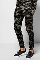 Boohoo Skinny Fit Camo Joggers With Badges