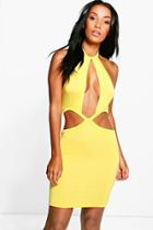 Boohoo Fiona Cut Out Detail Bodycon Dress Yellow
