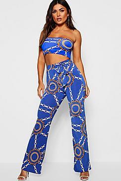 Boohoo Chain Print High Waisted Trouser