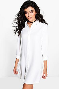 Boohoo Carolina Lace Panelled Shirt Dress