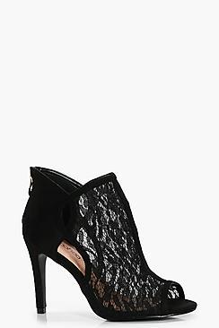Boohoo Lottie Peeptoe Lace Shoe Boot