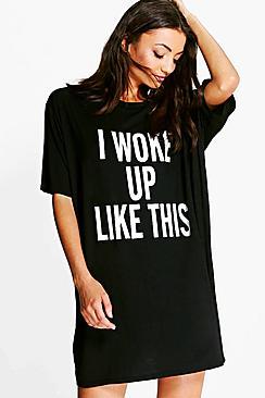 Boohoo Tall Vela Slogan Oversized Night T-shirt