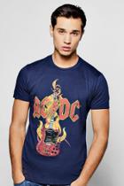 Boohoo Acdc Licence Band T Shirt Navy