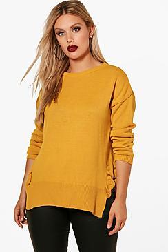 Boohoo Plus Kate Side Split Ruffle Jumper