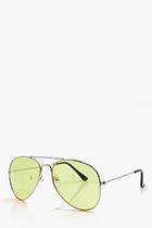 Boohoo Classic Aviator Sunglasses With Yellow Lens