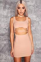 Boohoo Square Neck Cut Out Detail Bodycon Dress