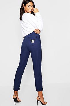 Boohoo Disney Mickey Graphic Mom Jeans