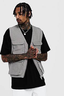 Boohoo Gingham Check Utility Vest