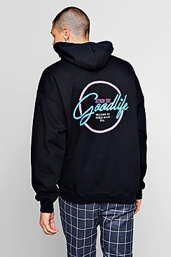 Boohoo Oversized Good Life Neon Print Hoodie