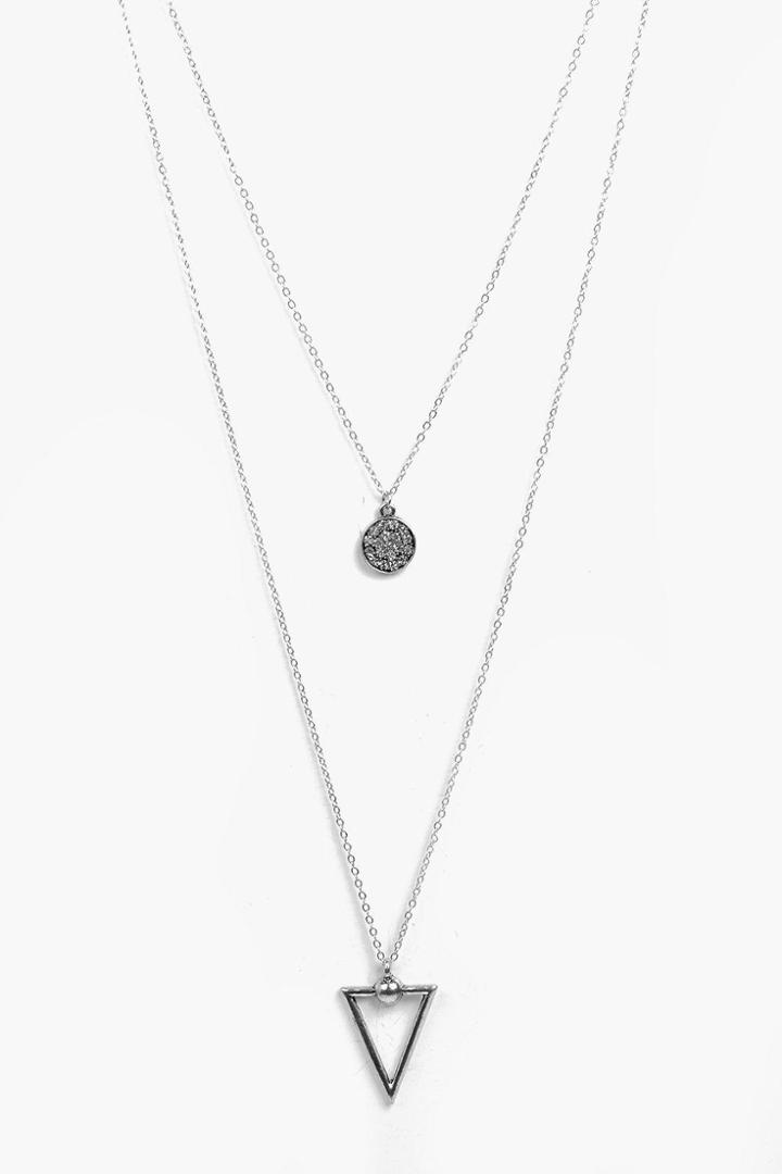 Boohoo Alice Arrow And Coin Layered Necklace Silver