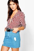 Boohoo Distressed 5-pocket Denim Panel Skirt