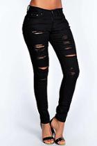 Boohoo Abby High Rise Heavy Ripped Super Skinny Jeans
