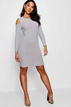 Boohoo Square Cold Shoulder Ribbed Bodycon Dress
