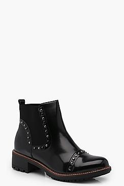 Boohoo Ella Studded Stitched Chelsea Boots
