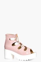 Boohoo Julia Lace Up Cleated Sandal Pink