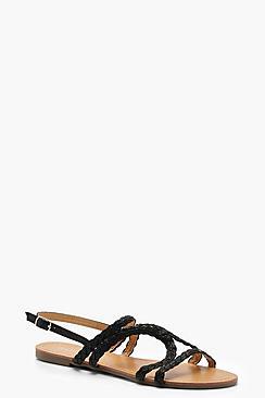 Boohoo Plait Asymmetric Sandals