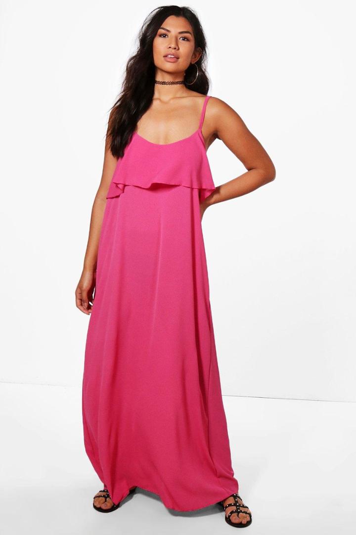 Boohoo Danni Off The Shoulder Maxi Dress Cerise