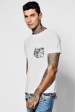 Boohoo Skater Length Rose Print Pocket T-shirt