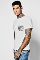 Boohoo Skater Length Rose Print Pocket T-shirt