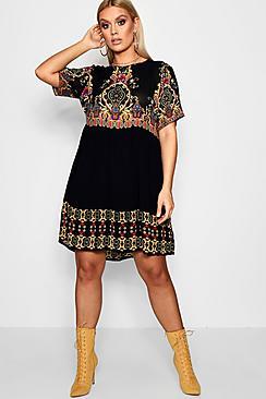 Boohoo Plus Tabitha Flare Smock Dress