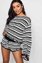Boohoo Maya Stripe Frill Edge Shorts Set