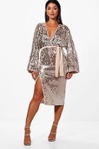 Boohoo Boutique Lo Sequin Kimono Sleeve Midi Dress
