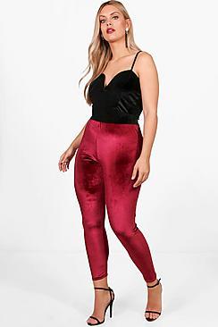 Boohoo Plus Ellie Velvet Leggings